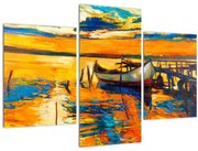 Obraz - Loďka pri západe slnka (90x60 cm)