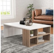 Konferenčný stolík DEFNE 34x90 cm biela/hnedá