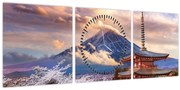 Obraz - Hora Fuji (s hodinami) (90x30 cm)