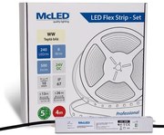 McLED LED páska - sada 4 m, 240 LED/m, WW, 6 W/m, DC 24V, 500 lm/m, CRI90, IP67, 10 mm, vodič 3 m ML-126.034.90.S04001