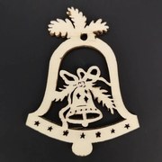 AMADEA Drevená ozdoba zvonček so zvončekom 6 cm