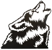 Drevená vyrezávaná dekorácia na stenu Profil vlka, 34 x 34 x 0,3 cm