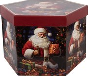 Sada 14 vianočných ozdôb v krabičke s motívom Santy - Ø 8 cm