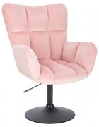 LuxuryForm DESIGN Kreslo AURORA VELUR na čiernom tanieri - svetlo ružové