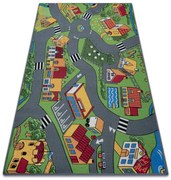 Detský koberec REBEL ROADS Village life 90 Osada, protišmykový - sivý