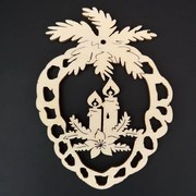 AMADEA Drevená ozdoba šiška so sviečkami 9 cm