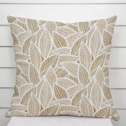 Biante Dekoračná obliečka na vankúš Leona LN-168 Biele listy na svetlo hnedom 50 x 50 cm