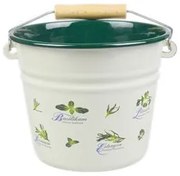 Krémový smaltovaný kýblik s bylinkami Herbs - Ø16 * 14cm - 1.5L