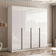 ŠATNÍKOVÁ SKRIŇA BLANCA BIELÝ LESK 4D ČIERNE ÚCHYTKY