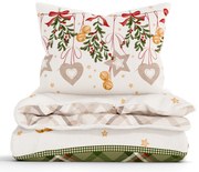 Vianočné francúzske bavlnené obliečky Renforcé - Kúzlo Vianoc krémové