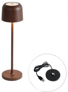 Nabíjateľná stolová lampa v tvare huby hrdzavohnedá vrátane nabíjacej stanice - Raika