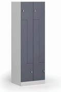 Kovová šatníková skrinka S1 Z, 4 oddiely, 1850 x 600 x 500 mm, demont, otočný zámok, tmavosivé dvere