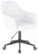 LuxuryForm DESIGN Kreslo ROMA na čiernej podstave s kolieskami - biele