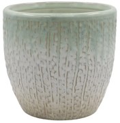 Béžovo-tyrkysový obal na kvetináč so vzorom Fayence - Ø 16*15 cm