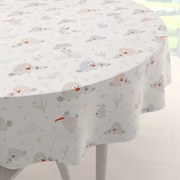 Biante Detský bavlnený okrúhly obrus Sandra SA-614 Veselé vtáčiky na bielom Ø 50 cm