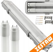Hermetické svietidlo 120cm lampa + 2x LED trubice Vodotesné 6000K studená teplota