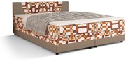 Manželská posteľ  Boxspring 140 cm Linda (vzor + svetlohnedá) (s matracom a úložným priestorom). Akcia -20%. Vlastná spoľahlivá doprava až k Vám domov. 1046621