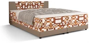 Manželská posteľ  Boxspring 140 cm Linda (vzor + svetlohnedá) (s matracom a úložným priestorom). Akcia -20%. Vlastná spoľahlivá doprava až k Vám domov. 1046621