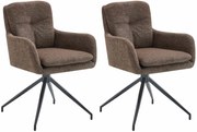Set 2 jedálenských stoličiek Pickett - látka - hnedá