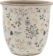 Béžový antik keramický obal kvetináč s kvetmi Cavaillon L - Ø 17*16 cm