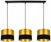 Závesné svietidlo Golden, 3x zlaté textilné tienidlo (mix 2 farieb), (výber z 2 farieb konštrukcie)