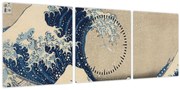 Obraz - Katsushika Hokusai, Under the Wave off Kanagawa, reprodukcia (s hodinami) (90x30 cm)