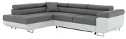 Rohová sedacia súprava, biela/sivá, ľavá, AMARETO NEW
