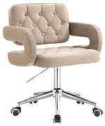 LuxuryForm DESIGN Kreslo ADRIA VELUR na striebornej podstave s kolieskami - latte