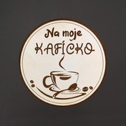 AMADEA Drevený podtácok okrúhly Káva text "na moju kávičku", priemer 10,5 cm, český výrobok