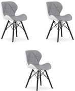 Set troch jedálenských stoličiek LAGO ekokoža, sivé / biele / čierne (3 ks)