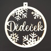 AMADEA Drevená ozdoba koliesko - Dedko, 6 cm, český výrobok