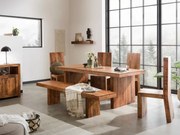furniture-nabytek.cz - Masívny jedálenský set Country 175 z mangového dreva, lakovaný, hnedý – stôl, 4 stoličky, lavica 170 cm