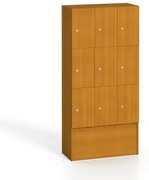 Drevená šatníková skrinka s odkladacími boxami, 9 boxov, 1700 x 900 x 420 mm, cylindrický zámok, čerešňa
