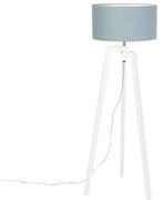 Stojaca lampa trojnožka biela drevená s minerálnym tienidlom 50 cm - Puros