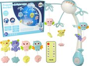 LEAN Toys Kolotoč na posteľ Projektor Pilot Melódie Zvieracie zvuky Modrá