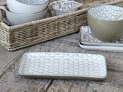 Zelená porcelánová tácka s ornamentami Arés Verte - 20*11*2cm