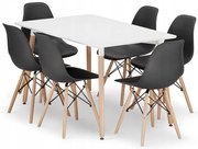 Jedálenský stôl ADRIA biely so šiestimi stoličkami OSAKA čierne