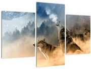 Obraz - vlci vyjúci na mesiac (90x60 cm)