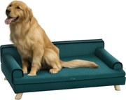 PawHut Scandinávsky dizajn pohovka pre psov a mačky s nadýchaným odnímateľným vankúšom a pevným dreveným rámom 100 x 62 x 32 cm Kačacia modrá | Aosom