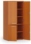 Kancelárska policová skriňa PRIMO WOOD, polené dvere, 800 x 500 x 1781 mm, čerešňa