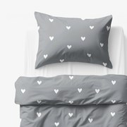 Goldea detské bavlnené obliečky - srdiečka na sivom 140 x 200 a 70 x 90 cm