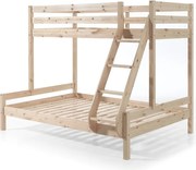 Poschodová detská posteľ z borovicového dreva 140x200/90x200 cm v prírodnej farbe Pino - Vipack
