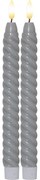 Súprava 2 sivých voskových LED sviečok Star Trading Flamme Swirl Antique, výška 25 cm