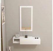 Nástenná polica + nástenné zrkadlo VIEN biela