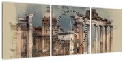 Obraz - Forum Romanum, Rím, Taliansko (s hodinami) (90x30 cm)