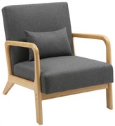 Kreslo Hibbing - látka, drevené nohy natur - Tmavo sivá