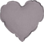 Ľanový vankúš srdca tmavo šedá 44cm