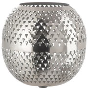 Strieborný okrúhly mriežkovaný svietnik Hurican - 24 * 24 * 26 cm