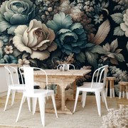 Fototapeta - Stena plná kvetov - modrá (147x102 cm)