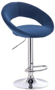 LuxuryForm DESIGN Barová stolička NAPOLI VELUR na striebornom tanieri - modrá